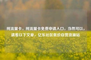 纯流量卡，纯流量卡免费申请入口，当然可以，请看以下文章，亿乐社区低价自营货源站