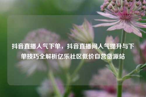 抖音直播人气下单，抖音直播间人气提升与下单技巧全解析亿乐社区低价自营货源站  第1张