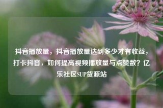 抖音播放量，抖音播放量达到多少才有收益，打卡抖音，如何提高视频播放量与点赞数？亿乐社区SUP货源站