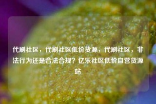 代刷社区，代刷社区低价货源，代刷社区，非法行为还是合法合规？亿乐社区低价自营货源站