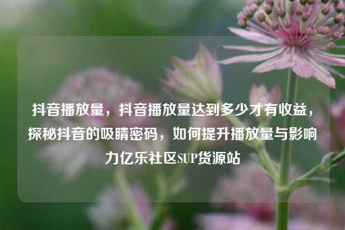 抖音播放量	，抖音播放量达到多少才有收益，探秘抖音的吸睛密码，如何提升播放量与影响力亿乐社区SUP货源站  第1张