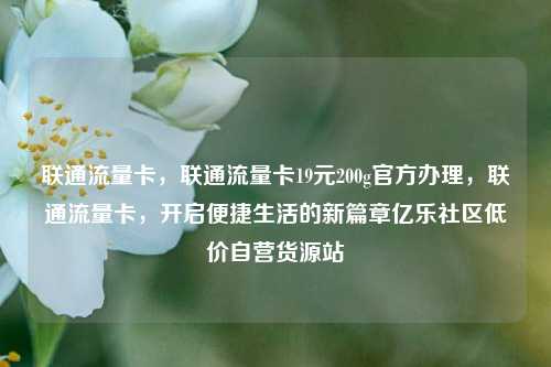 联通流量卡	，联通流量卡19元200g官方办理，联通流量卡，开启便捷生活的新篇章亿乐社区低价自营货源站  第1张